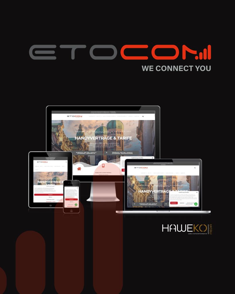 ETOCOM, Vodafone und Telefonica Händler aus München. Mit neue Website von HAWEKO-Group GmbH