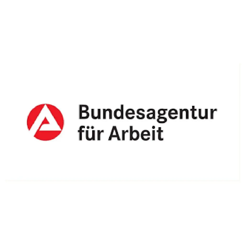 Logo der Bundesagentur für Arbeit mit rotem Symbol und Schriftzug.